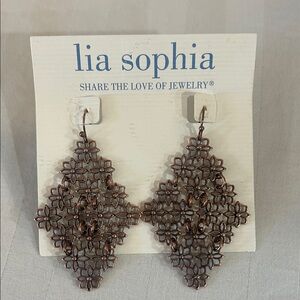 Lia Sophia Copper Floral Drop Earrings